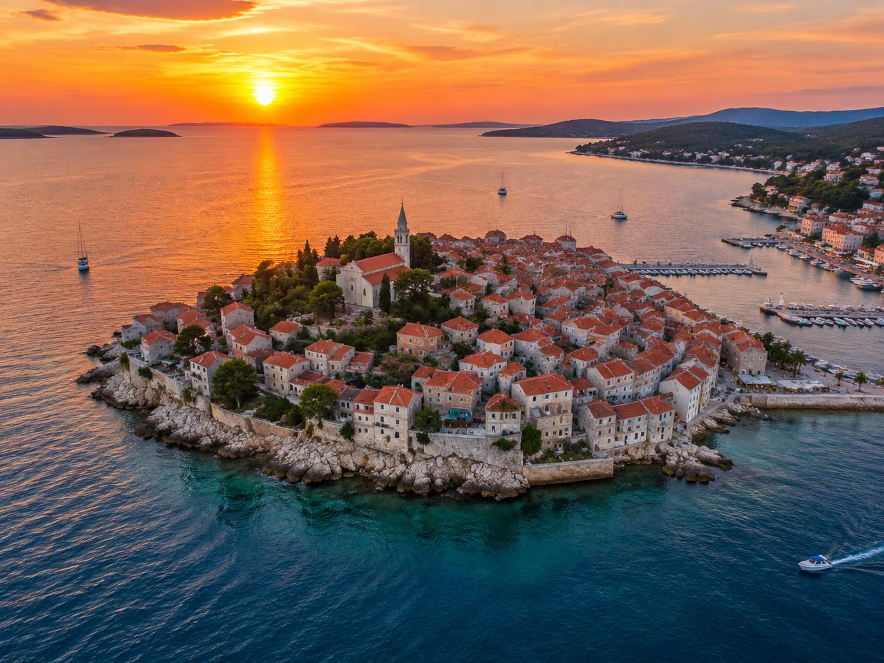 Primošten pri zalasku sunca